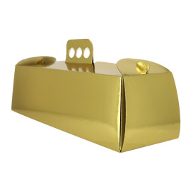 Paper Cake Box Metallized Gold Rectangular Shape Swisse Roll 12,5x45,5x10,5cm (50 Units) 