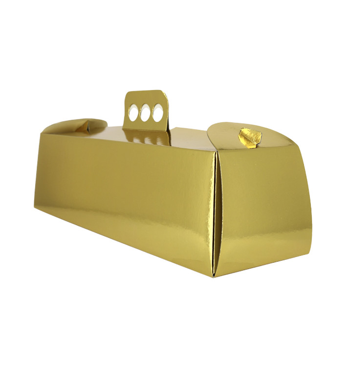 Paper Cake Box Metallized Gold Rectangular Shape Swisse Roll 12,5x45,5x10,5cm (100 Units)