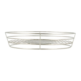 Basket Containers Steel Oval Shape Silver 28x20,5x5,7cm (24 Units)