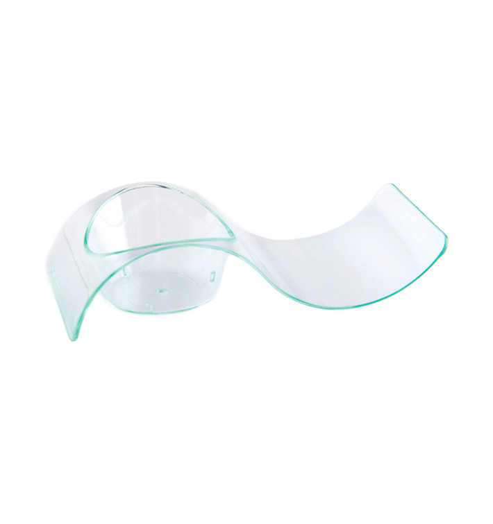 Tasting Plastic Plate PS Water Green "Ola" 9,5x4,2cm (50 Units) 