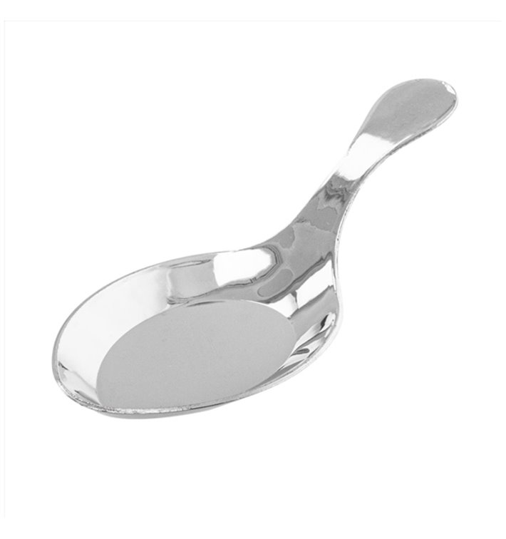 Plastic Sauce Mini Spoon PS Silver 10 cm (50 Units) 