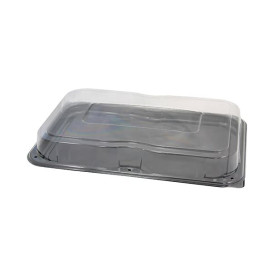 Plastic Tray with Lid Black 55x37 cm (25 Units) 