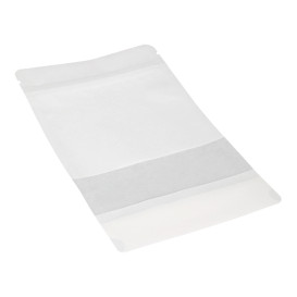 Paper Doypack White with self closing and Window 25+12x35cm (50 Units)