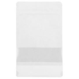 Paper Doypack White with self closing and Window 20+10x30cm (500 Units)