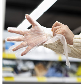 Plastic Gloves Coarse PE Clear (100 Units)