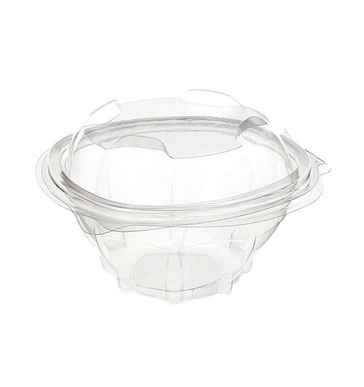 Plastic Hinged Salad Bowl PLA Round Shape 250ml (300 Units)