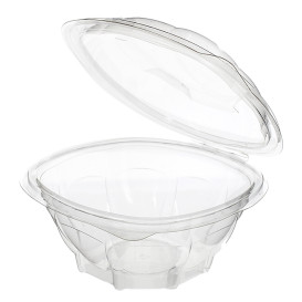 Plastic Hinged Salad Bowl PLA Round Shape 500ml (50 Units)