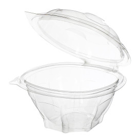Plastic Hinged Salad Bowl PLA Round Shape 375ml (100 Units)