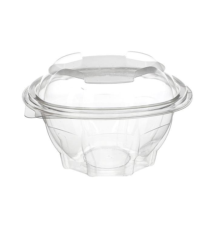 Plastic Hinged Salad Bowl PET Round Shape 370ml (600 Units)