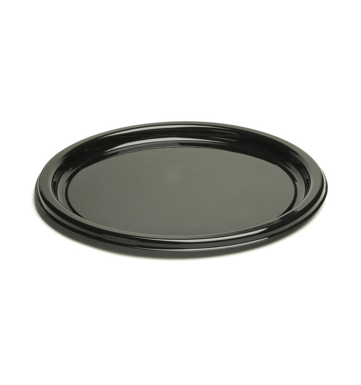 Plastic Plate Round shape Black 18 cm (250 Units)
