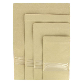 Paper Doypack Kraft with self closing and Window 12+6x20cm (1000 Units)