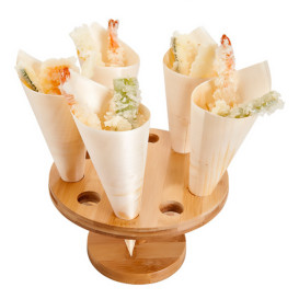 Bamboo Serving Cone Holder 10 slots (12 Units)