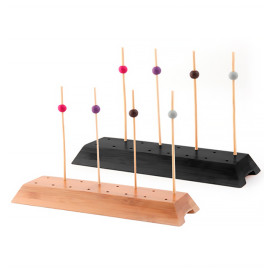 Bamboo Food Pick Holder Tray Black 20x6x2cm (48 Units)