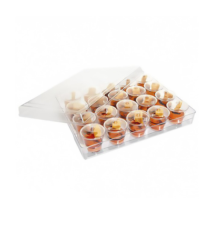 Plastic Tray PS + 20 Bowl Kit with Lid Round Shape (12 Units)