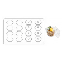 Plastic Tray PS + 16 Bowl Kit with Lid Hexagon Shape Clear (12 Units)