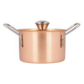 Serving Mini Cooking Pot Bowl Steel with Lid Copper Ø9x6cm (1 Unit) 
