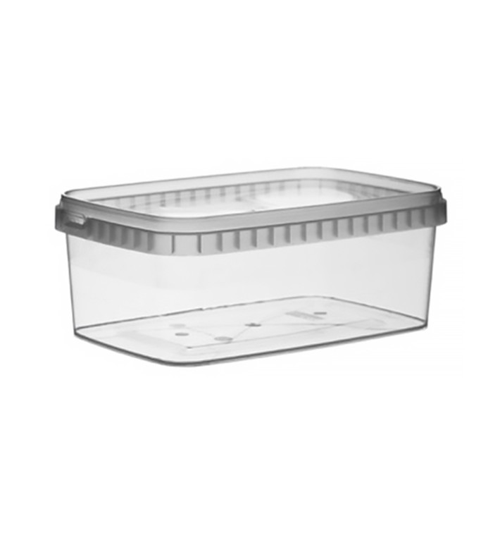 Plastic Deli Container and Plastic Lid PP Tamper-Evident 1200ml 19,2x12,6cm (13 Units)