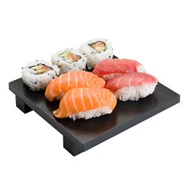 Bamboo Sushi Tray Black 15x15x2,5cm (40 Units)