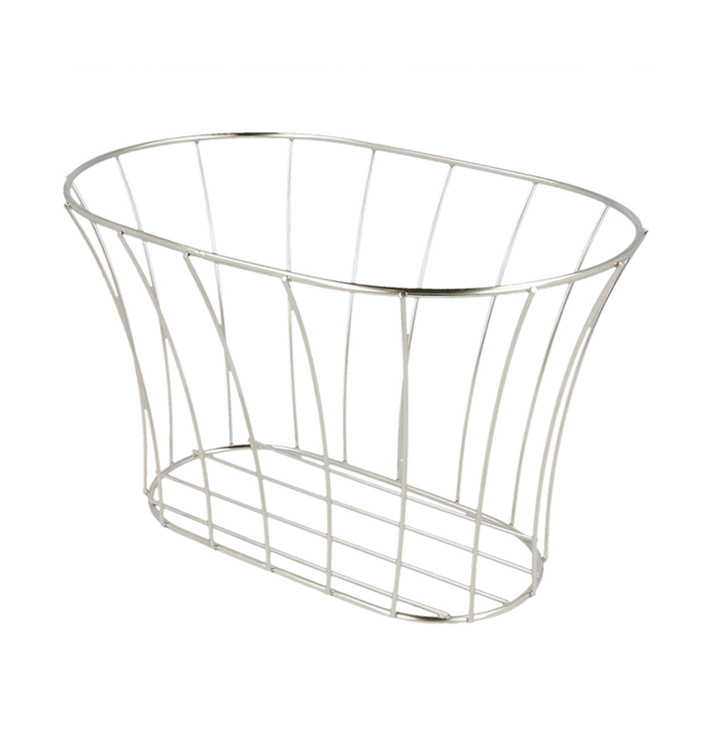Basket Containers Steel Oval Shape Silver 21x12,7x12,7 (1 Unit)