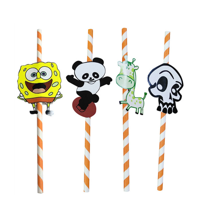 Paper Straw Straight "Animales" Design Ø0,6cm 24cm (1000 Units)