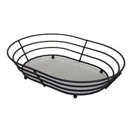 Basket Containers Steel Oval Shape Black 28x20,5x5,7cm (24 Units)