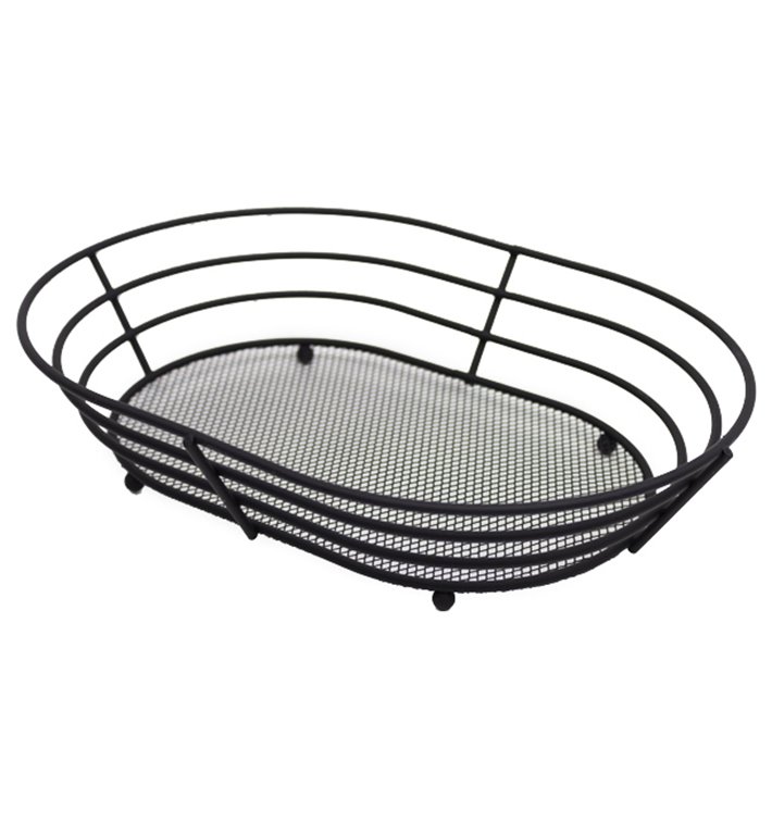 Basket Containers Steel Oval Shape Black 28x20,5x5,7cm (24 Units)