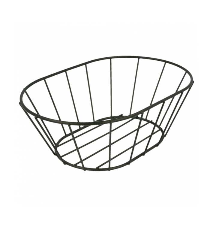 Basket Containers Steel Oval Shape Black 21,6x14x7,6cm (24 Units)