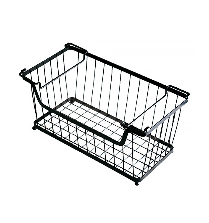 Basket Containers Steel with Handles Stackable Black 33x27,5x22,7cm (12 Units)