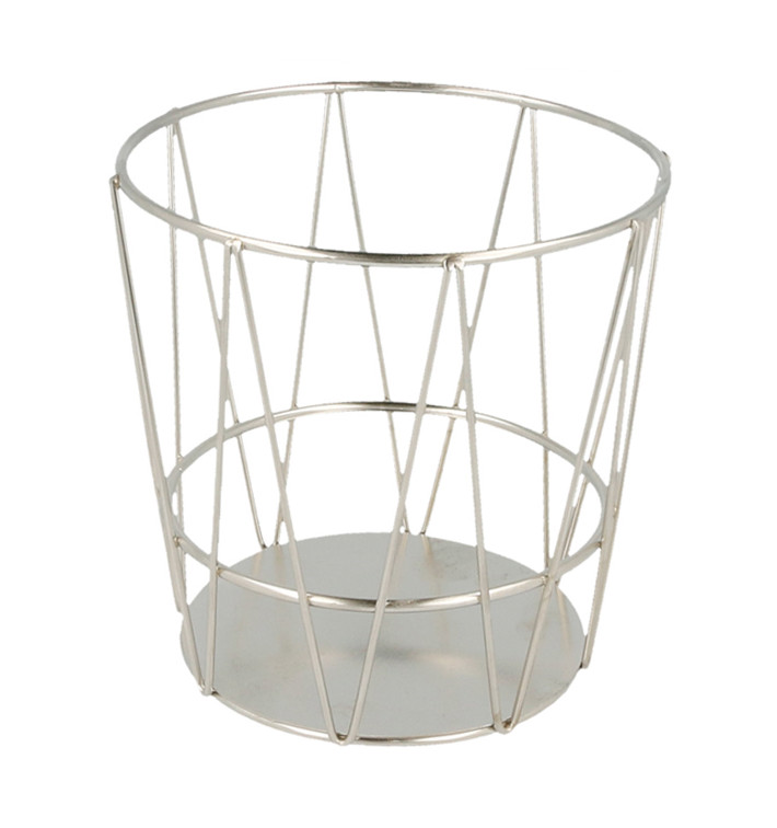 Basket Containers Steel Round Shape Silver Ø11,5x11,5cm (24 Units)
