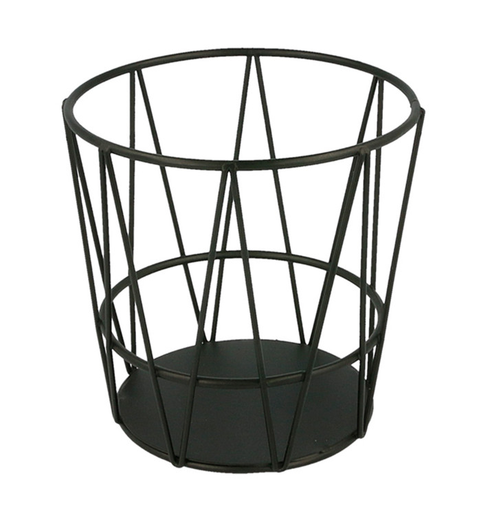 Basket Containers Steel Round Shape Black Ø11,5x11,5cm (24 Units)