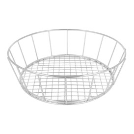 Basket Containers Steel Round Shape Silver Ø24,1x7cm (1 Unit) 