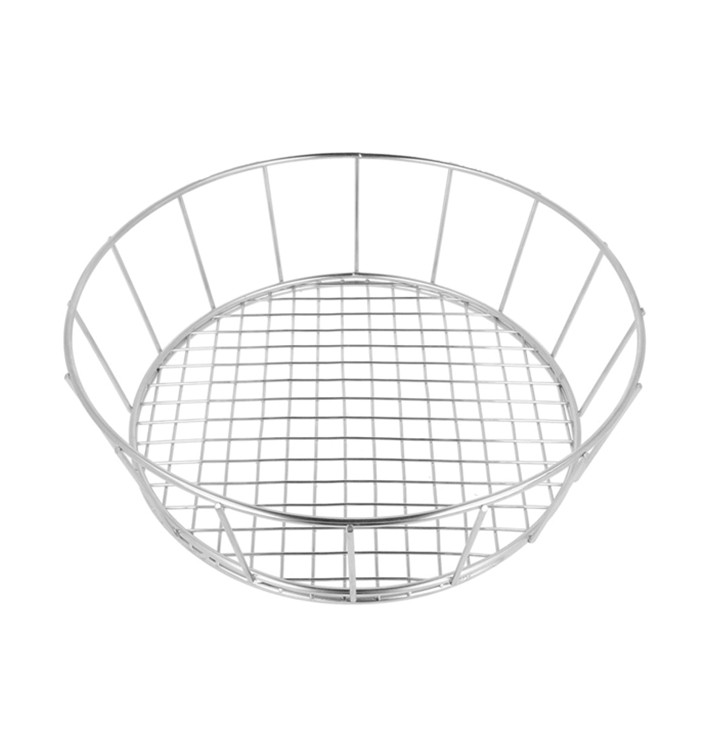 Basket Containers Steel Round Shape Silver Ø24,1x7cm (1 Unit) 