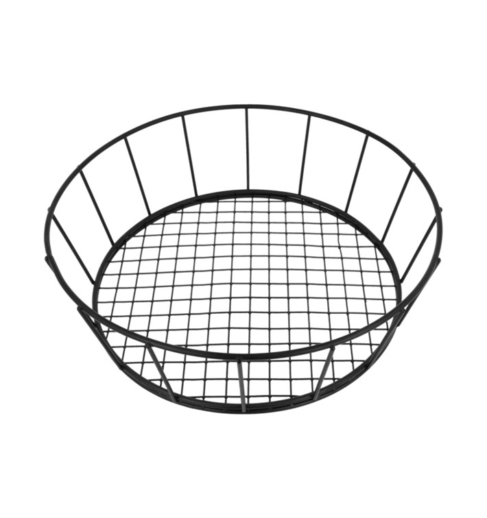 Basket Containers Steel Round Shape Black Ø24,1x7cm (1 Unit) 