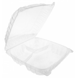 Plastic Hinged Deli Container OPS 3 Compartments "Clear Seal" 4070ml (100 Units)