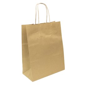 Flat Handle Kraft Paper Bags 80g/m² 22+10x28cm (50 Units)