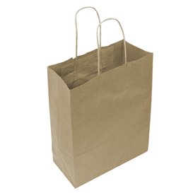 Flat Handle Kraft Paper Bags 80g/m² 22+10x28cm (50 Units)