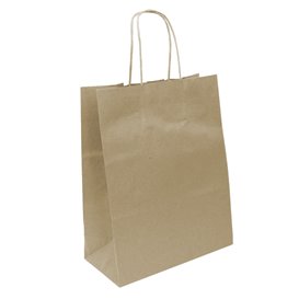 Flat Handle Kraft Paper Bags 80g/m² 22+10x28cm (250 Units)