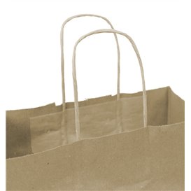 Flat Handle Kraft Paper Bags 80g/m² 22+10x28cm (250 Units)
