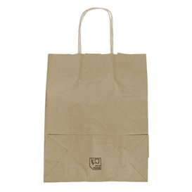Flat Handle Kraft Paper Bags 80g/m² 22+10x28cm (250 Units)