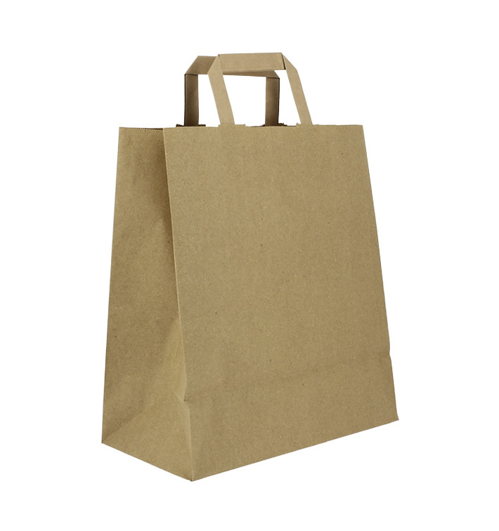 Flat Handle Kraft Paper Bags 80g/m² 26+14x29cm (50 Units)