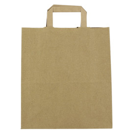 Flat Handle Kraft Paper Bags 80g/m² 26+14x29cm (250 Units)