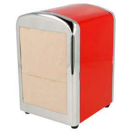 Napkin Steel Dispenser "Miniservis" Red 10,5x9,7x14cm  (1 Unit)