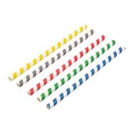 Paper Straw Straight Assorted "Ice drink" Ø1cm 21cm (2400 Units)
