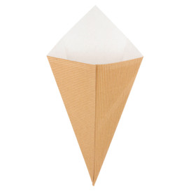 Paper Carrugated Dipping Cone Kraft 27cm 250g (100 Units)