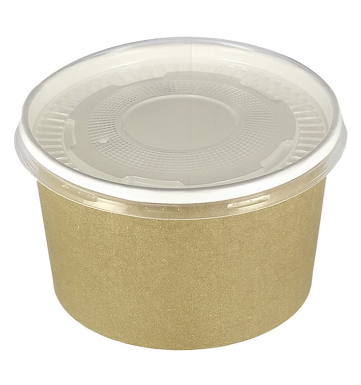 Paper Soup Bowl with Lid Kraft PP 16 Oz/473ml (25 Units) 