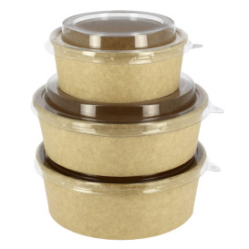 Paper Container Kraft-Kraft + RPET Lid 33Oz/1000 ml (25 Units)