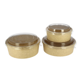 Paper Container Kraft-Kraft + RPET Lid 33Oz/1000 ml (25 Units)