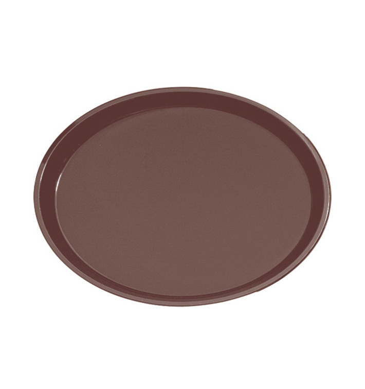 Plastic Tray Oval Non-Slip Brown 67,0x55,5cm (6 Units)