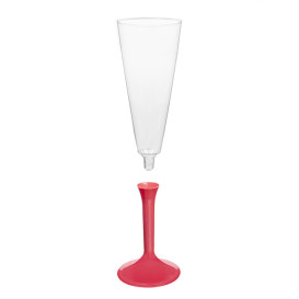 Plastic Stemmed Flute Sparkling Wine Coral 160ml 2P (200 Units)