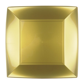Plastic Plate Flat Gold "Nice" PP 23 cm (300 Units)